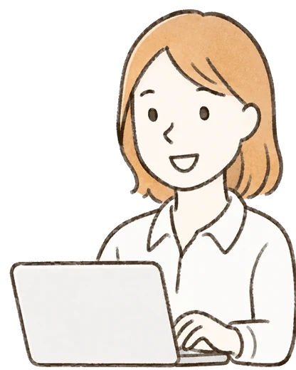 パソコンを操作する職員のイラスト